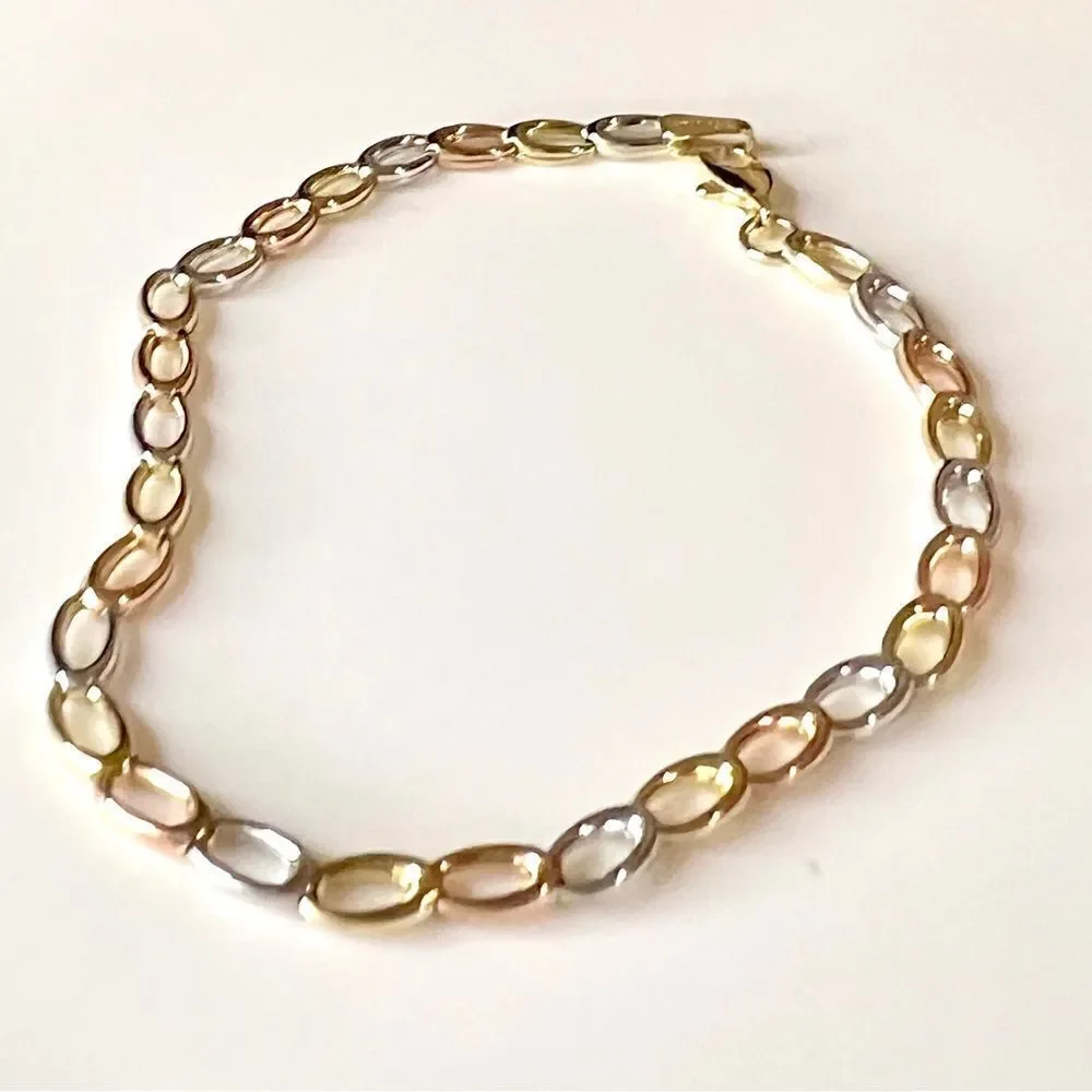 10k Tricolor Gold Open Link Bracelet